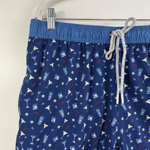 Rainforest New Blue Cocktail Print Volley Swim Trunks Mens Large Quick Dry Beach - Picture 4 of 14